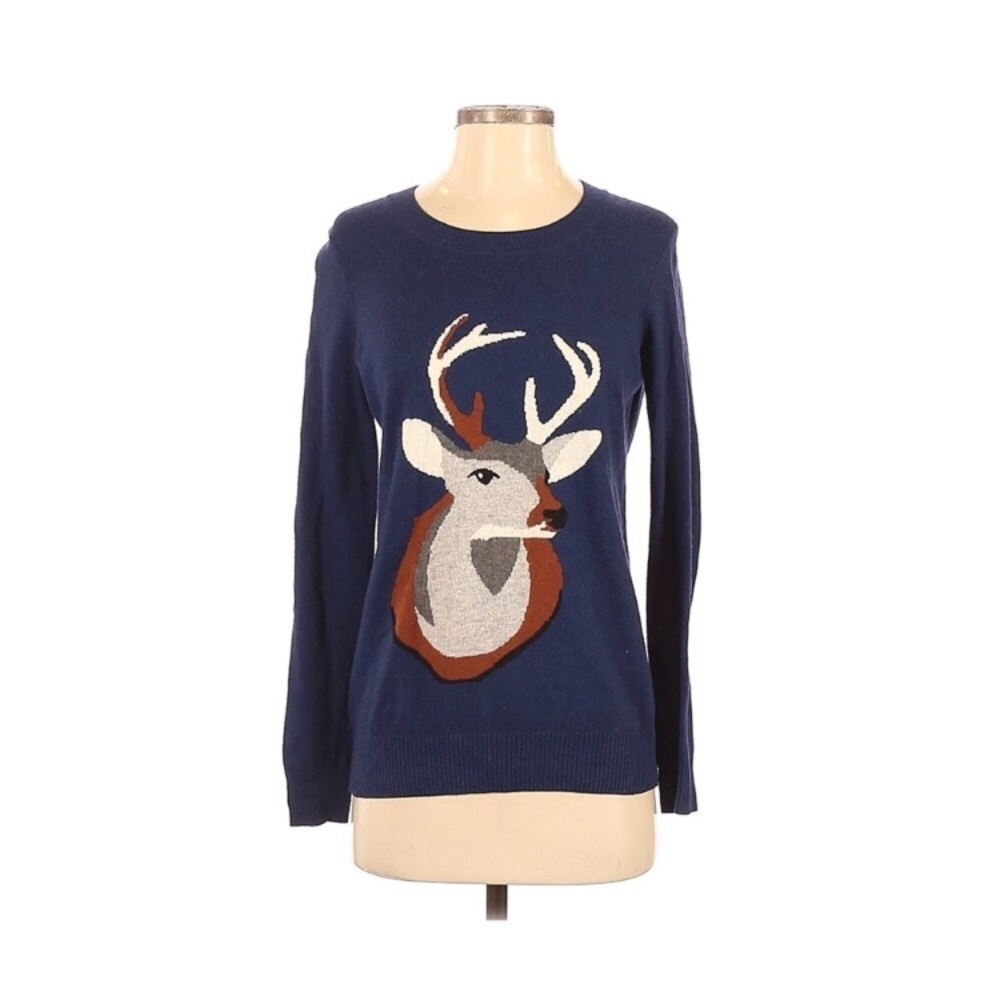 Madewell Navy Deer Antler Pullover Sweater